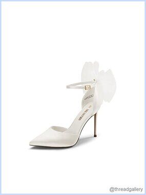 Women's High Heels Strappy Closed Toe Stiletto Pumps Ankle Strap Bow Wedding